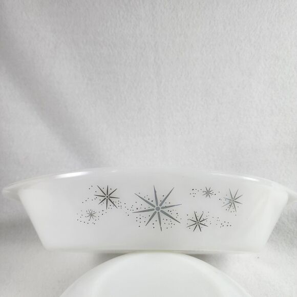 Rare Glasbake Vintage Snowflake separated milk glass Dish White - Picture 3 of 12